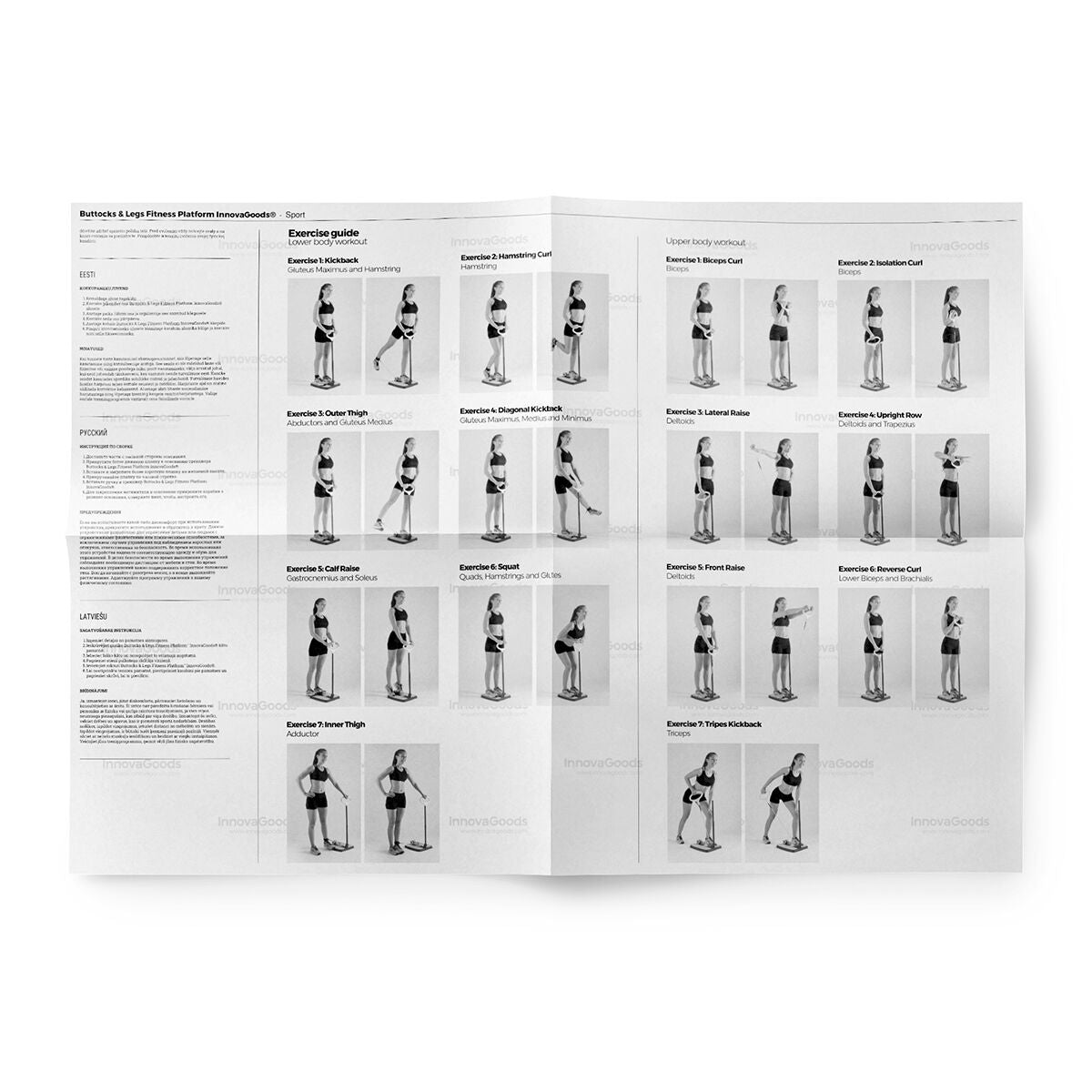 Fitnessplatform voor billen en benen met oefenhandleiding